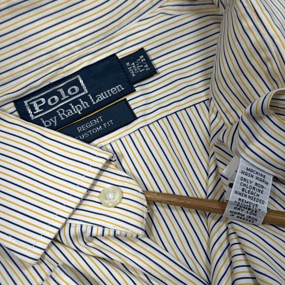 Polo Ralph Lauren Other - Polo Ralph Lauren Regent Custom Fit L/S Yellow Strip Button Dwn Shirt 17.5 34/35